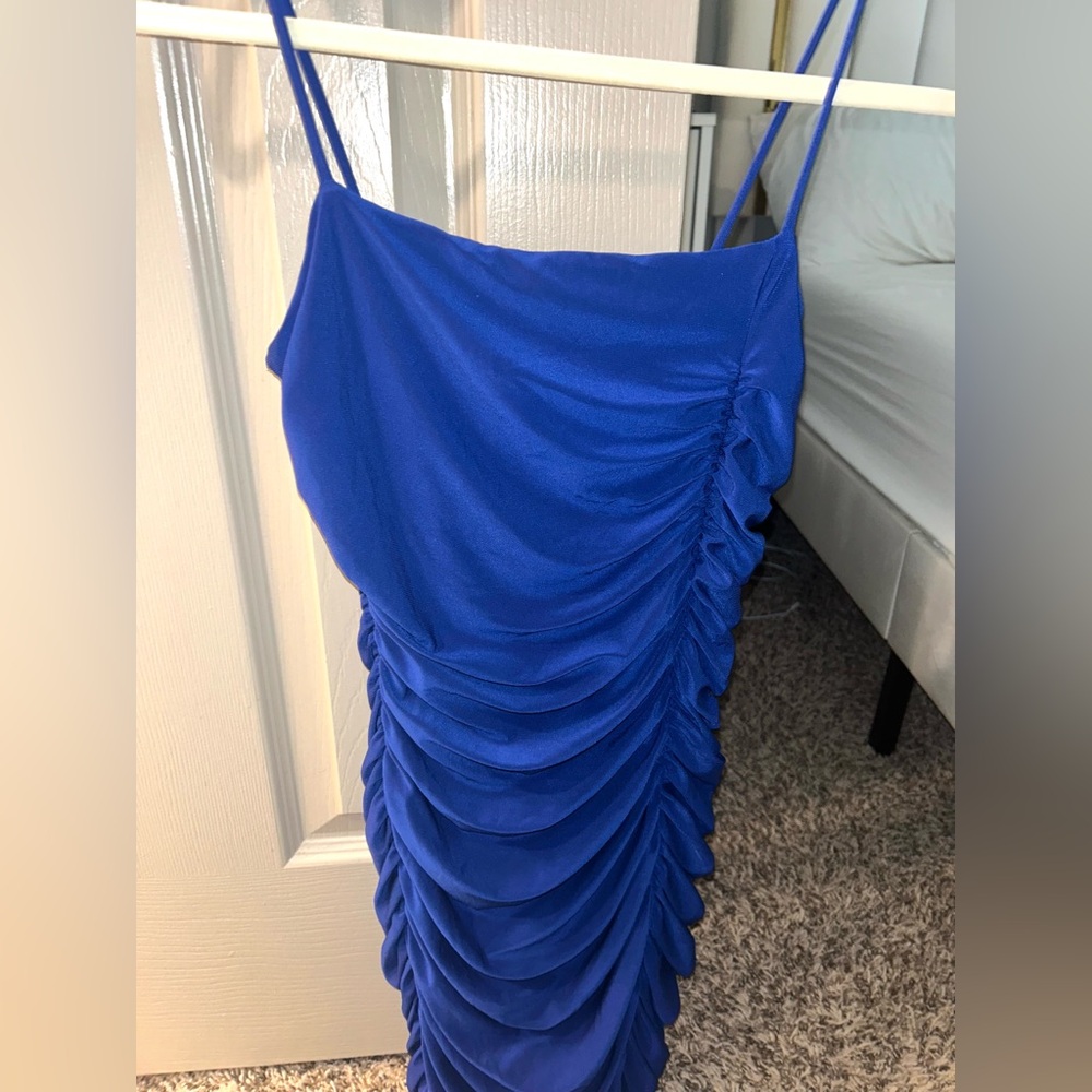 Windsor Level Up Ruched Mini Dress in Royal Blue - Picture 4 of 7
